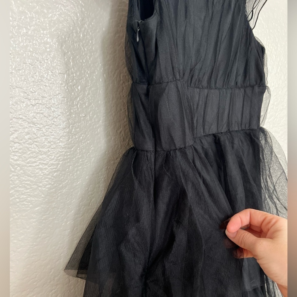 NWOT Tulle For Love Black Mesh Tulle Tiered Ruffled Maxi Dress - Picture 8 of 10